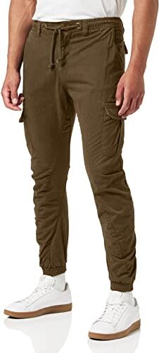 Urban Classics Pantaloni Cargo Uomo in Stile Militare, Pantaloni Slim Fit, Polsini alle Caviglie, Colore: Verde oliva, Taglia: XS