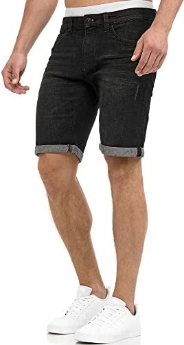 Indicode Uomini Caden Jeans Shorts   Pantaloncini Jeans Used Look con 5 Tasche Black M