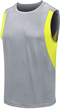 AMZSPORT Canotta Uomo Palestra Canottiere Sportive Maglia Senza Maniche per Running Bodybuilding Gym, Grigio Chiaro XL