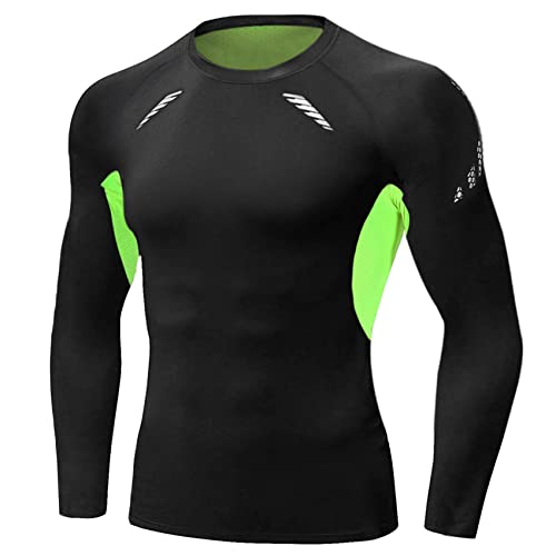 Terecey Maglia a Compressione Uomo Manica Lunga Maglia Termica Uomo Ad Asciugatura Rapida Maglia Tecnica Traspirante Maglia Sportiva Uomo Palestra T-Shirt Verde-L