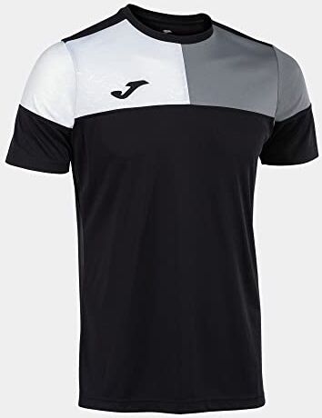 Joma Maglia a Manica Corta Uomo Crew V Nero Grigio Bianco