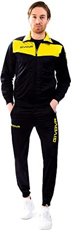 GIVOVA Visa Tuta Sportiva Uomo, Multicolore (Nero/Arancione Fluo), 2XL