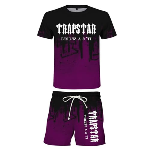 Generic Trapstar Maglia Tuta Trapstar Corta Maglietta Trapstar Uomo Estiva Trapstar Tuta con Pantaloni Tute Trapstar a Maniche Corte con Logo Stampato Camisa Trapstar Trapstar T Shirt Unisex (S-2XL) Trapstar