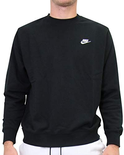 Nike Sportswear Club, Maglia A Girocollo in French Terry Uomo, Black/White, S