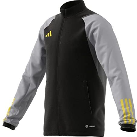 Adidas Unisex Bambini E Ragazzi Giacca Da Tuta Tiro 23 Competition Training Track Top, Black/Team Light Grey/Impact Yellow, , 128