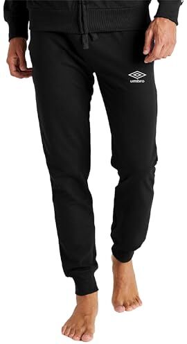 Umbro Pantaloni della Tuta Lunghi, Joggers in Cotone Leggero per Uomo, Sportivi Leggeri Ideali per Casa, Palestra, Corsa, attività Sportiva, Jogging e Tempo Libero (S, Nero)