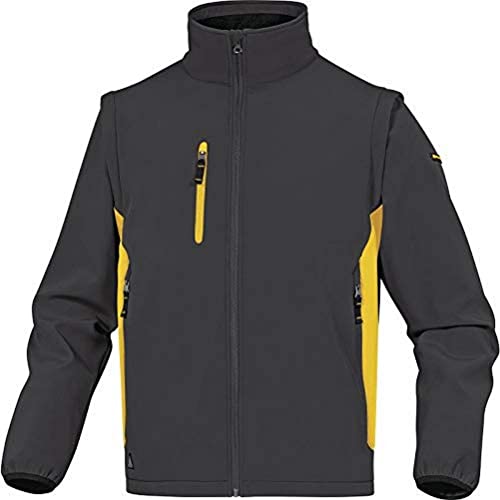 Deltaplus Delta Plus  Giacca Softshell, 96% Poliestere, 4% Elastan, Maniche rimovibili, Grigio/Giallo, M, 10 Pezzi