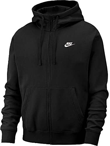 Nike Club FZ BB Felpa con Cappuccio a Zip Intera Black/Black/White XS