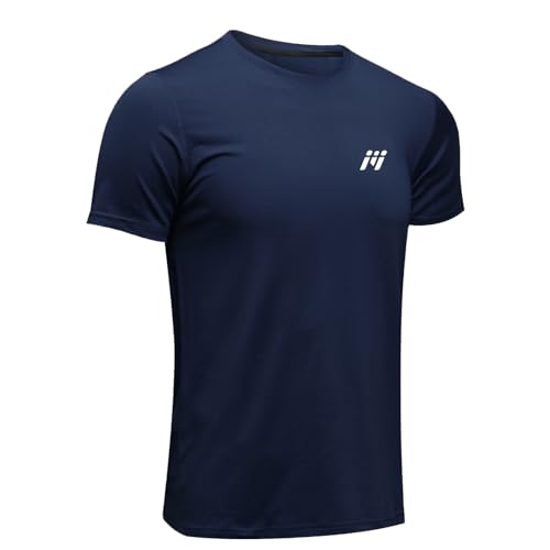 MEETWEE Maglietta Uomo, Maglia a Manica Corta Asciugatura Rapida Fitness T-Shirt da Sport per Corsa Palestra Fitness (Blu Navy, S)