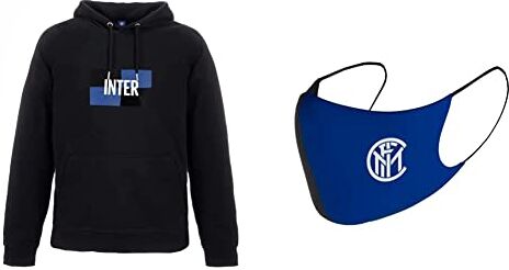 Inter New Logo Felpa con Cappuccio Black, XXL &, Mascherina Facciale Unisex,Adulto, Blu, 3 Pezzi