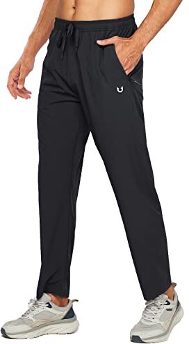 NORTHYARD Pantaloni da corsa leggeri da uomo Quick Dry Active Athletic Pant Orlo aperto Fondo Allenamento Sport Pantaloni della tuta Esercizio, nero, L