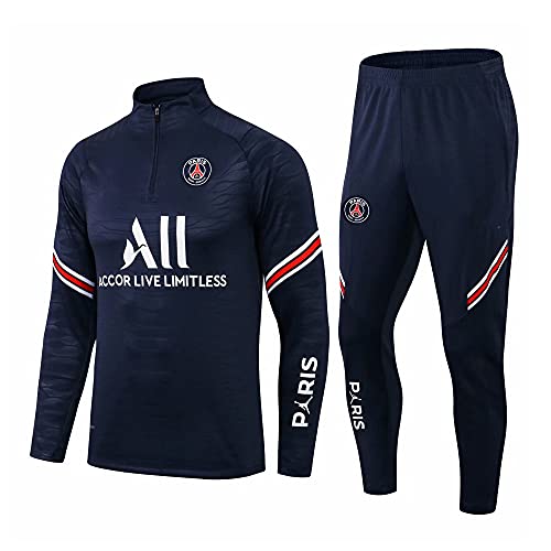 WDDWYHLL Tuta da calcio, da uomo/ragazzo, a maniche lunghe, abbigliamento sportivo, traspirante, per fitness, corsa, jogging, Blu, S