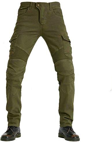 DAPAIZI Pantaloni da Moto da Uomo, Jeans da Motociclista Elasticizzati Slim Fit da Uomo, Jeans alla Moda su Tutta La Vita, 4X Imbottitura di Protezione. (Army Green,M)