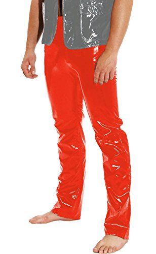 Ledapol 1185 Gay Pantaloni lunghi da uomo, stile jeans, colore: rosso