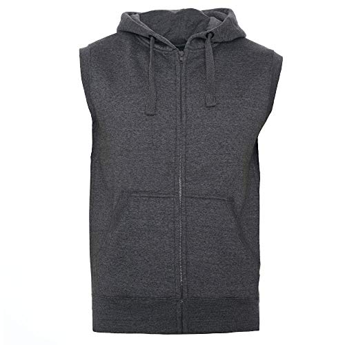 ROCK-IT Apparel I Giacca Senza Maniche con Cappuccio e Zip I Felpa da Uomo I Giacca da Fitness I Felpa con Cappuccio per la Palestra [Taglie S-4XL] I Grigio S