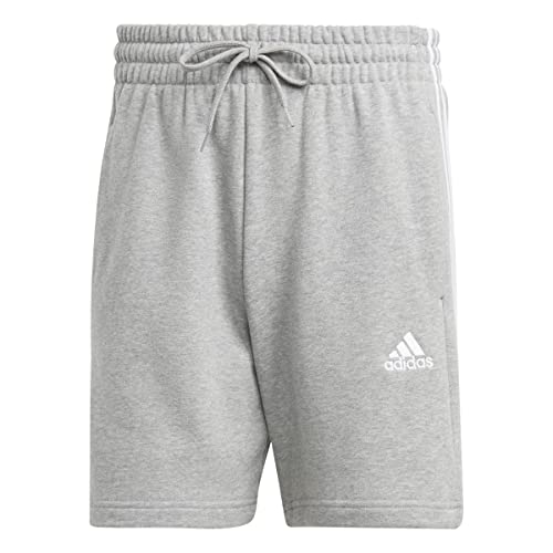 Adidas Essentials French Terry 3-stripes Shorts, Pantaloncini Uomo, Medium Grey Heather, 4XL Tall 3 inch (Plus Size)
