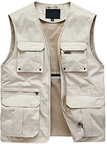 GAOHONGMEI Multi Tasche Da Uomo Gilet Lightweight Outdoor Lavoro Da Viaggio Viaggi Fotografia Da Pesca Casual Gilet Giacche Senza Maniche White-3XL