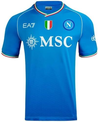 SSC NAPOLI Maglia Gara Home, EA7, Blu, Scudetto Tricolore, Tessuto tecnico Dry Touch, 2023/2024, XXXXL