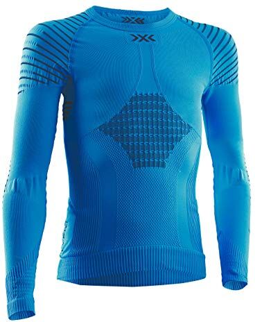 X-Bionic Invent 4.0 Round Neck Long Sleeves, Strato Base Camicia Funzionale Unisex bambini, Teal Blue/Anthracite, 10/11