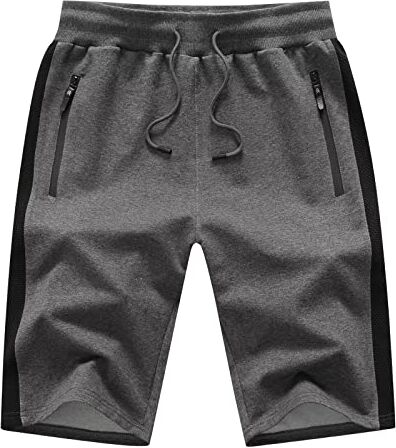 Tansozer Pantaloni Corti Uomo Pantaloncini Uomo Sportivi Estivi Cotone Pantaloncini Corsa Uomo Running Palestra Shorts con Tasche Grigio S