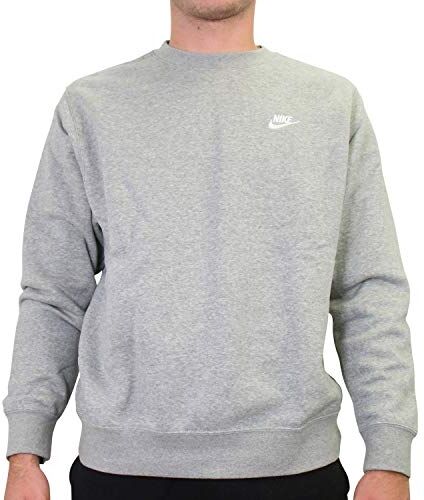 Nike M NSW Club CRW BB T-Shirt A Manica Lunga, Uomo, Dk Grey Heather/(White), L-T