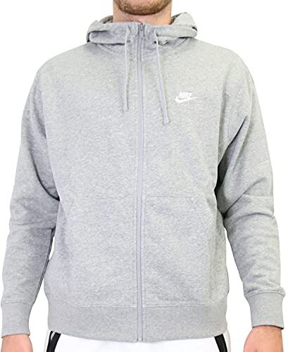 Nike M NSW Club, Felpa Uomo, Dk Grey Heather Matte Silver White, XS