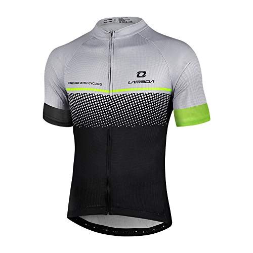 LAMEDA Maglietta Ciclismo Manica Corta Maglia MTB Traspirante Asciugatura Veloce Abbigliamento per Multi-Sport da Uomo (Grigio,XL)