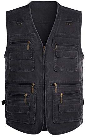 GAOHONGMEI Multi tasche da uomo Gilet Lightweight Outdoor Outdoor Lavoro da viaggio Viaggi Viaggi Fotografia da pesca Casual Gilet Giacche senza maniche black-6XL