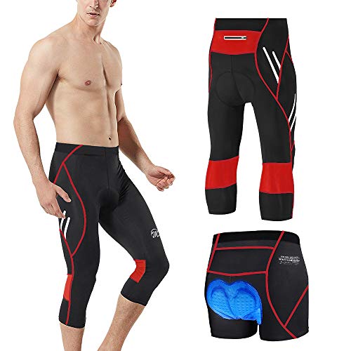 MEETWEE Pantaloni Ciclismo 3/4 Uomo, Bicicletta Pinocchietti 3D Imbottiti Traspirante Pantaloncini da Biciclette, Compression Mutande MTB Pantaloni da Bike Bicicletta Bici