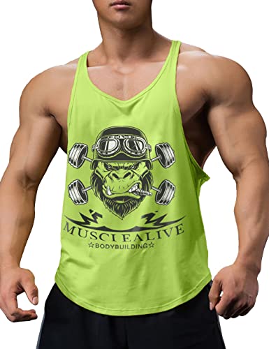 Muscle Alive Uomo Fitness sotto Maglie Sportive Canotta Bodybuilding Palestra Allenarsi Stringer Vest Arch Man Giallo S