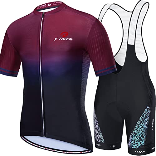 X-TIGER da Ciclismo Uomo 5D Gel Salopette Pantaloncini Corti Imbottiti Set di Abbigliamento Ciclista