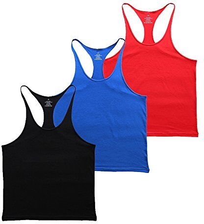 Muscle Alive Uomo Palestra Stringer Canottiera Cotone Bodybuilding Allenarsi Vest Nero+Blu+Rosso M