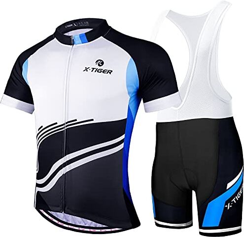 X-TIGER da Ciclismo Uomo 5D Gel Salopette Pantaloncini Corti Imbottiti Set di Abbigliamento Ciclista (Dbt-00901, XL)