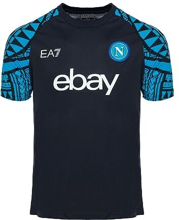 SSC NAPOLI Maglia Allenamento Blu, EA7, Prodotto Ufficiale, tatuaggi Maori, Logo SSCN mezze maniche, XXXL