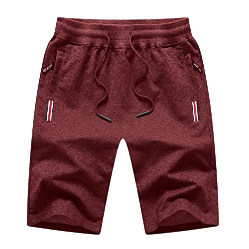 Tansozer Pantaloncini Uomo Shorts Running Uomo Cotone Sportivi Pantaloncini Corti Pantaloncini Palestra Uomo con Tasche Estivi Pantaloncini Corsa Rosso L