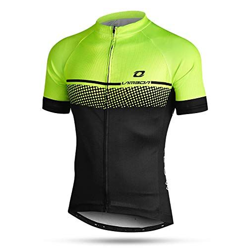 LAMEDA Maglietta Ciclismo Manica Corta Maglia MTB Traspirante Asciugatura Veloce Abbigliamento per Multi-Sport da Uomo (verde,L)