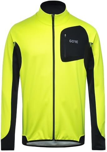 GORE WEAR R3 Partial Gore Windstopper Shirt, Maglia Uomo, Giallo Neon Nero, S