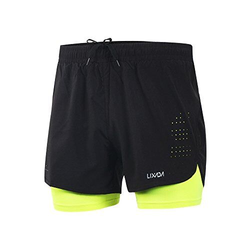 Lixada Pantaloncini da Running da Uomo, Pantaloncini da Corsa 2 in 1, Asciugatura Rapida, Allenamento Attivo Traspirante, Pantaloncini da Ciclismo da Jogging da Corsa con Fodera più Lunga