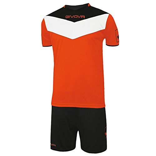 GIVOVA , Maglia E Pantaloncino da Calcio Unisex – Adulto, Arancio Fluo/Nero, 2XS