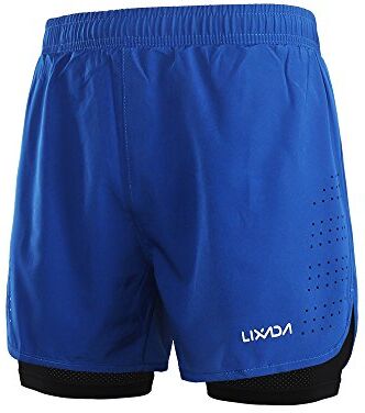 Lixada Pantaloncini da Running da Uomo, Pantaloncini da Corsa 2 in 1, Asciugatura Rapida, Allenamento Attivo Traspirante, Pantaloncini da Ciclismo da Jogging da Corsa con Fodera più Lunga