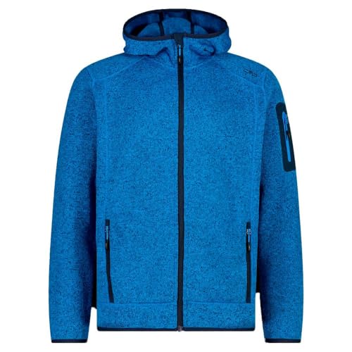 CMP Giacca in Knit-Tech da Uomo con Cappuccio Fisso, River-B.Blue, 52