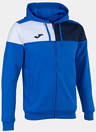 Joma Giacca con cappuccio uomo Crew V blu reale blu navy bianco