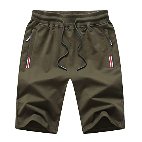 Tansozer Pantaloncini Uomo Shorts Running Uomo Cotone Sportivi Pantaloncini Corti Pantaloncini Palestra Uomo con Tasche Estivi Pantaloncini Corsa Kaki 3XL