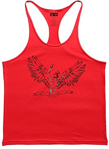 Muscle Alive Uomo Bodybuilding Canotte Palestra Zyzz Stringer Canottiera Cotone 02 Rosso S