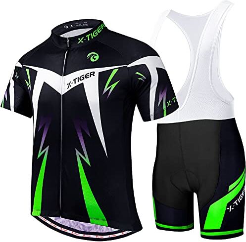 X-TIGER da Ciclismo Uomo 5D Gel Salopette Pantaloncini Corti Imbottiti Set di Abbigliamento Ciclista (Dbt-030, 3XL)