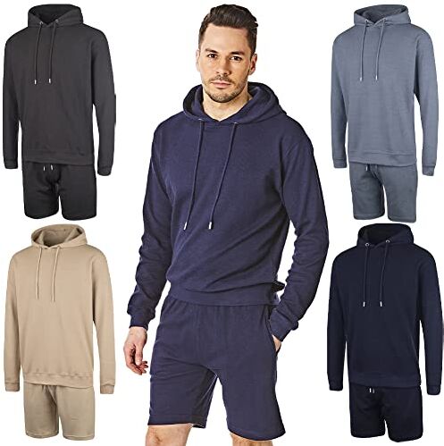 RIPT Performance Set uomo con cappuccio e set di abbigliamento da casa corto, Blu Navy, L