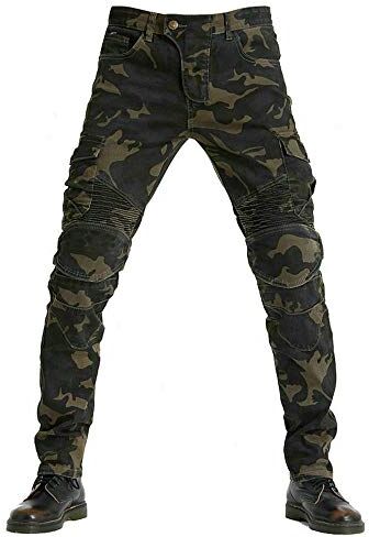 DAPAIZI Pantaloni da Moto da Uomo, Jeans da Motociclista Elasticizzati Slim Fit da Uomo, Jeans alla Moda su Tutta La Vita, 4X Imbottitura di Protezione. (Camuffare,M)