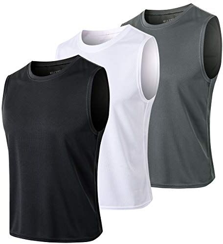 MEETYOO Canotte Vest Uomo, Maglie Senza Maniche Palestra T Shirt Sportiva per Corsa Ciclismo Fitness Vest, Nero + Grigio Bianco, XXL