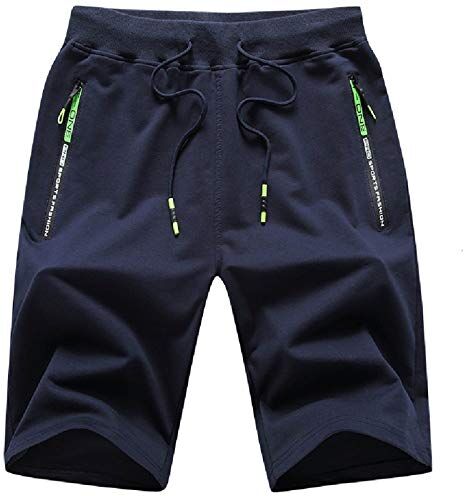 JustSun Pantaloncini Uomo Shorts Uomo Cotone Sportivi Pantaloncini Running Corti Pantaloncini Uomo con Tasche Palestra Corsa Fitness Pantaloncini Estivi Sport Blu M