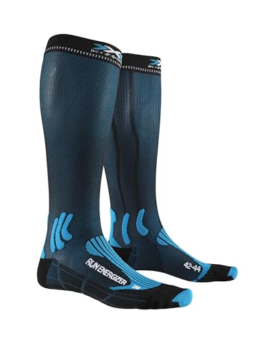 X-Socks Run Energizer, Calzini Unisex-Adulto, Teal Blue/Opal Black, 45-47